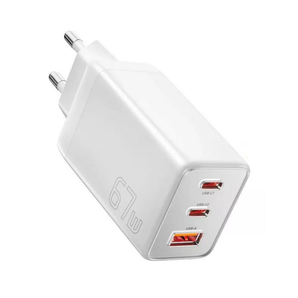 Зарядний пристрій ESSAGER ECT67W Gan 1USB 2T-C 67W білий