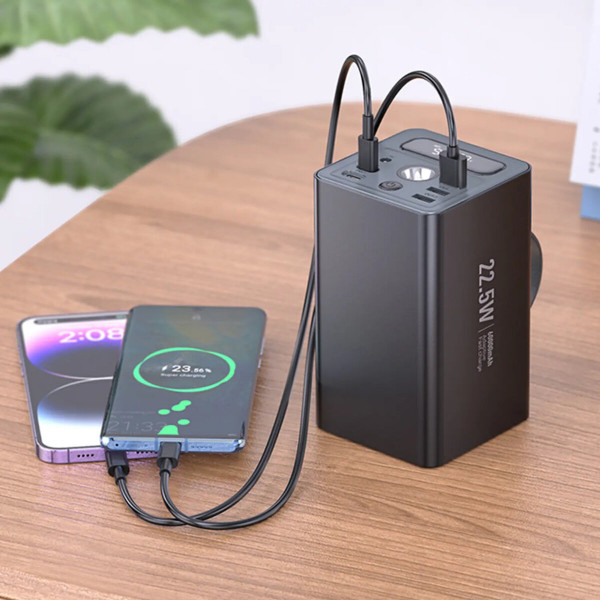 Зовнішній акумулятор HOCO J138 Distant 22.5W+PD20W+DC12V multi-function power bank (60000mAh) Black