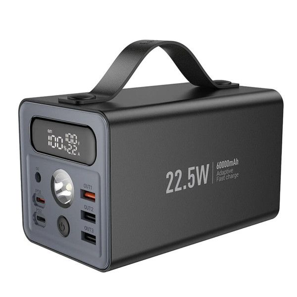 Зовнішній акумулятор HOCO J138 Distant 22.5W+PD20W+DC12V multi-function power bank (60000mAh) Black