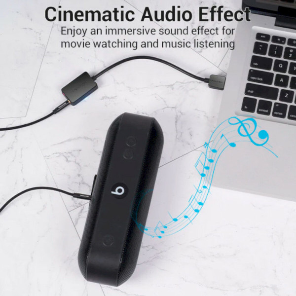Адаптер Vention 2-port USB External Sound Card 0.15M Black (CDYB0)