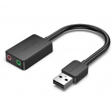 Адаптер Vention 2-port USB External Sound Card 0.15M Чорний (CDYB0)