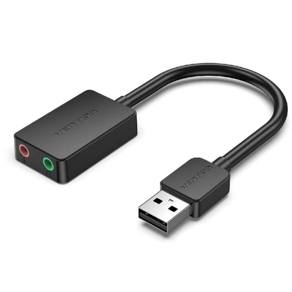 Адаптер Vention 2-port USB External Sound Card 0.15M Black (CDYB0)