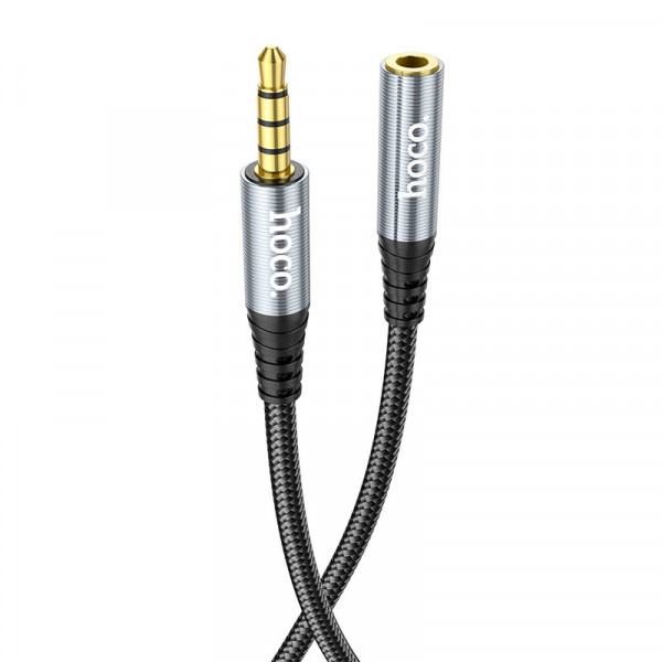 Аудiокабель HOCO UPA20 3.5 audio extension cable male to female (L=2M) Metal Gray