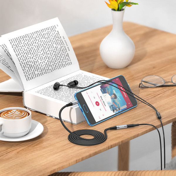 Аудiокабель HOCO UPA20 3.5 audio extension cable male to female (L=2M) Metal Gray