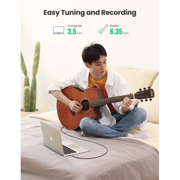 Аудіокабель UGREEN AV127 3.5mm to 6.35mm TRS Stereo Audio Cable 2m (Gray)(UGR-10628)