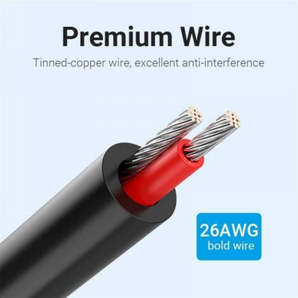 Аудіокабель Vention 3.5MM Male to 2-Male RCA Adapter Cable 0.5M Black
