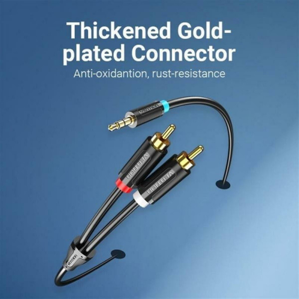 Аудіокабель Vention 3.5MM Male to 2-Male RCA Adapter Cable 0.5M Black