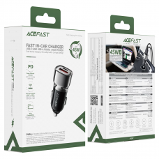 Автомобільний зарядний пристрій ACEFAST B20 PD45W (USB-C+USB-A) car charger metal gray (6974316287162)