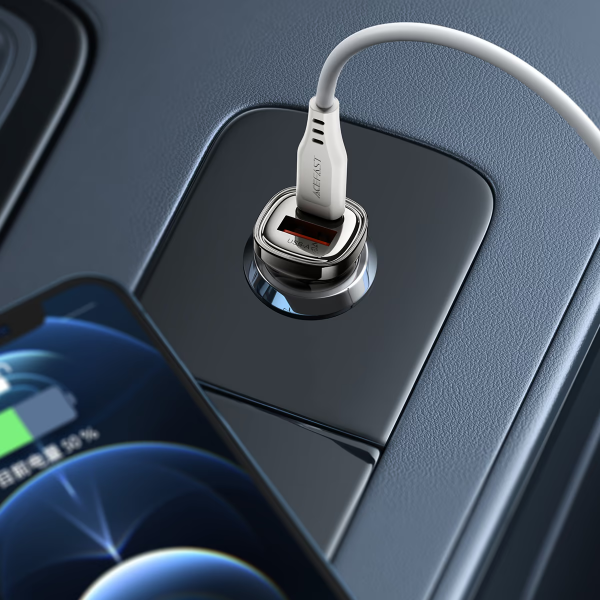Автомобільний зарядний пристрій ACEFAST B20 PD45W (USB-C+USB-A) car charger metal gray (6974316287162)