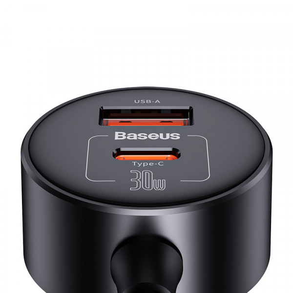 Автомобільний зарядний пристрій Baseus High Efficiency Pro 1-for-2 Car Cigarette Lighter 30W Cosmic Чорний