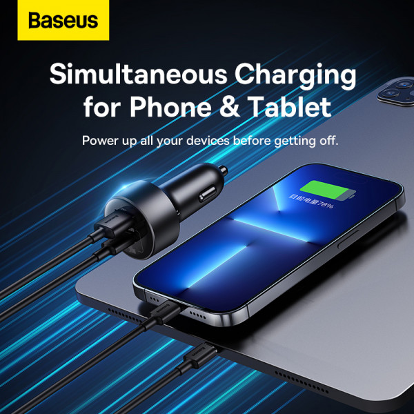 Автомобільний зарядний пристрій Baseus High Efficiency Pro 1-for-2 Car Cigarette Lighter 30W Cosmic Чорний