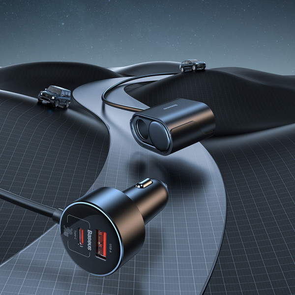 Автомобільний зарядний пристрій Baseus High Efficiency Pro 1-for-2 Car Cigarette Lighter 30W Cosmic Чорний