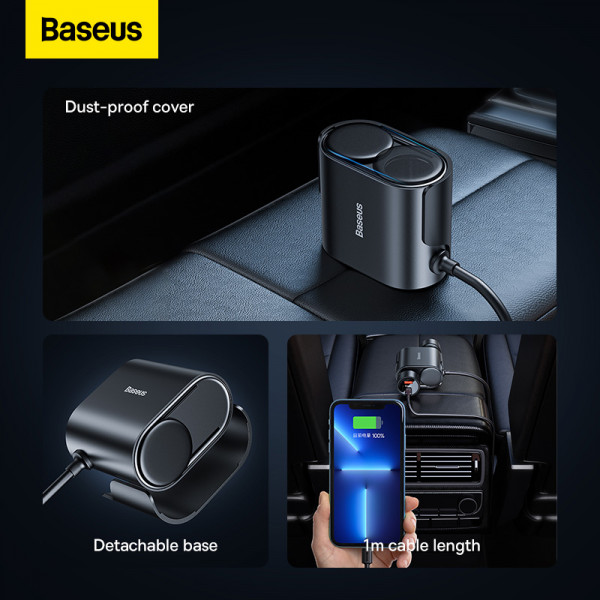 Автомобільний зарядний пристрій Baseus High Efficiency Pro 1-for-2 Car Cigarette Lighter 30W Cosmic Чорний