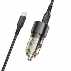 Автомобільний зарядний пристрій BOROFONE BZ20A Smart 83W dual port PD65W+QC3.0 car charger set(C to C) Transparent Black (6941991101663)