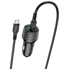 Автомобільний зарядний пристрій BOROFONE BZ21 Brilliant 48W dual port PD30W+QC3.0 car charger set(Type-C to Type-C) Black (6941991101199)