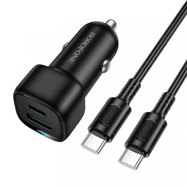 Автомобільний зарядний пристрій BOROFONE BZ34B Cloud PD38W(1C1A) car charger set(C to C) Black (6941991122415)