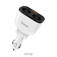 Автомобільний зарядний пристрій HOCO Z28 Power ocean cigarette lighter in-car charger with digital display White (6957531091967)