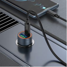 Автомобільний зарядний пристрій HOCO Z57A Glorious PD30W+QC3.0 car charger set(C to C) Metal Gray (6942007633147)