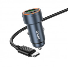 Автомобільний зарядний пристрій HOCO Z57A Glorious PD30W+QC3.0 car charger set(C to C) Metal Gray (6942007633147)