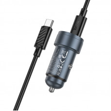 Автомобільний зарядний пристрій HOCO Z57A Glorious PD30W+QC3.0 car charger set(C to C) Metal Gray (6942007633147)