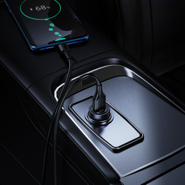 Автомобільний зарядний пристрій HOCO Z62 Energy single-port QC3.0 car charger Metal Gray (6942007662437)