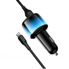 Автомобільний зарядний пристрій HOCO Z69 Vivido 24W(2C2A) car charger set(Type-C) Black (6942007681551)