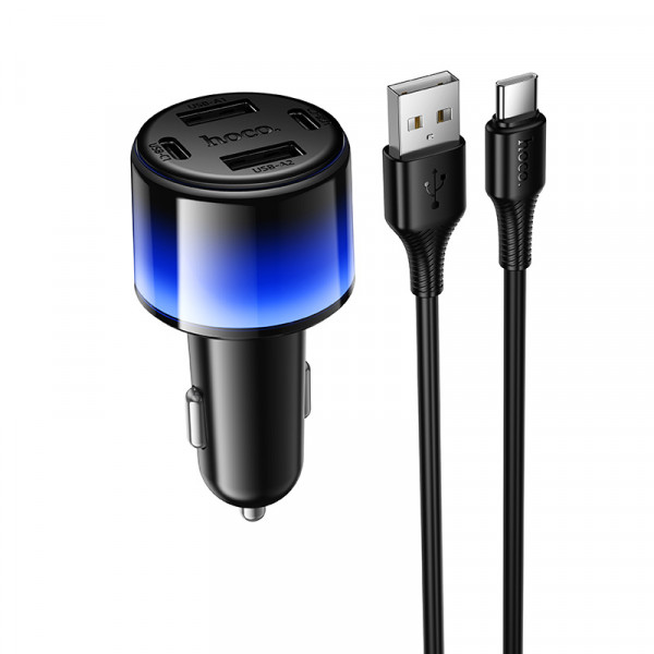Автомобільний зарядний пристрій HOCO Z69 Vivido 24W(2C2A) car charger set(Type-C) Black (6942007681551)