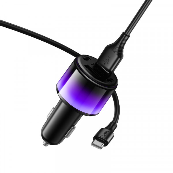 Автомобільний зарядний пристрій HOCO Z69 Vivido 24W(2C2A) car charger set(Type-C) Black (6942007681551)