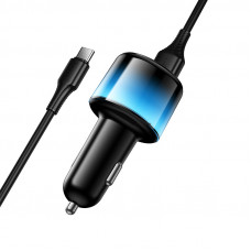 Автомобільний зарядний пристрій HOCO Z69 Vivido 24W(2C2A) car charger set(Type-C) Black (6942007681551)