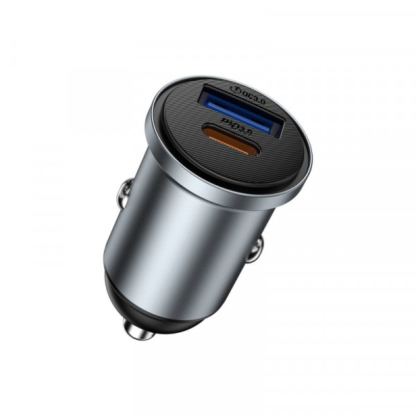 Автомобільний зарядний пристрій WIWU 35W Nano Lite A+C Fast Car Charger Wi-CC030 Gray (6977703656060)