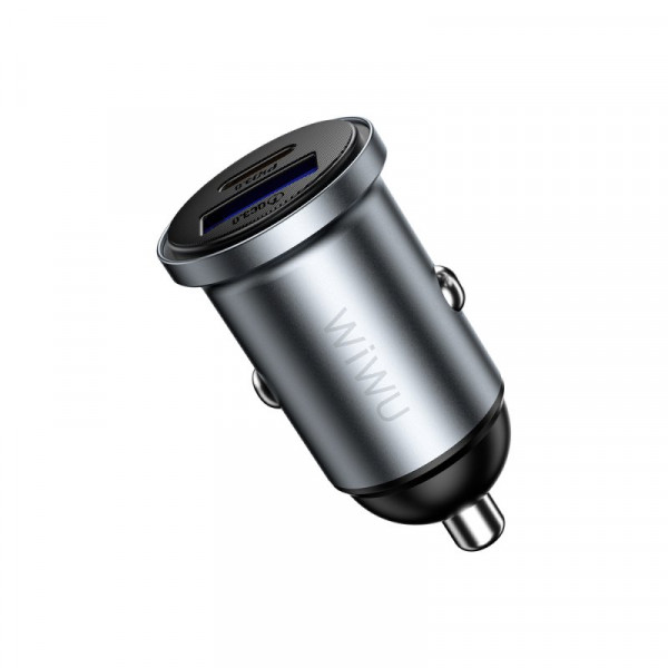 Автомобільний зарядний пристрій WIWU 35W Nano Lite A+C Fast Car Charger Wi-CC030 Gray (6977703656060)