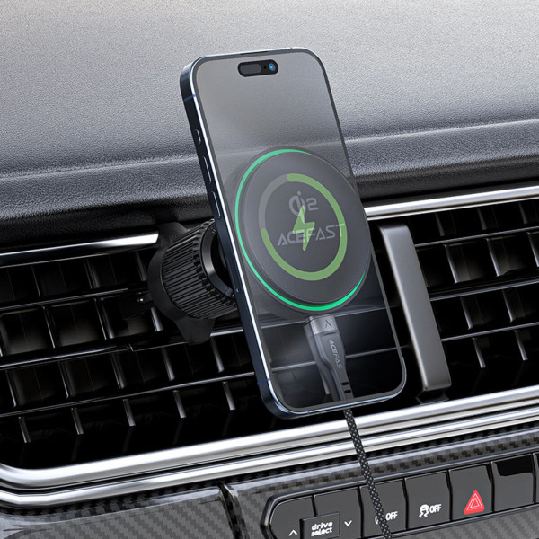 Автотримач для телефона ACEFAST D33 Qi2 magnetic wireless charging car holder for air vent Black