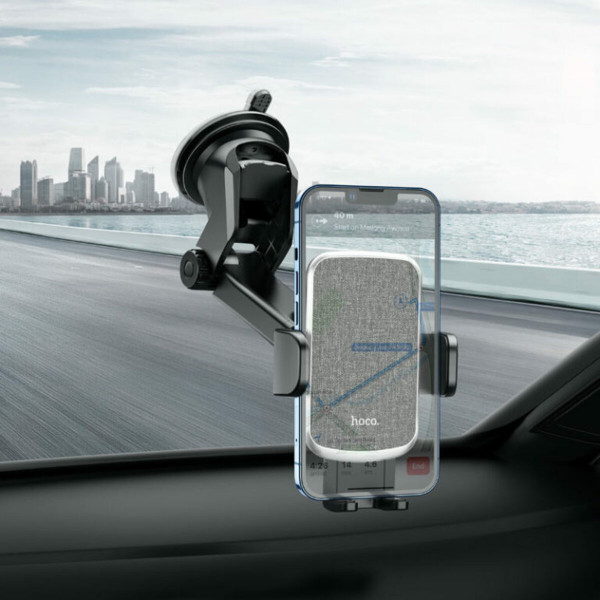 Автотримач для телефона HOCO CA95 Polaris push-type telescopic suction cup car holder Чорний