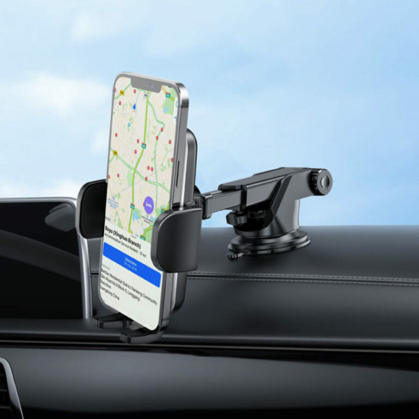 Автотримач для телефона HOCO CA95 Polaris push-type telescopic suction cup car holder Чорний