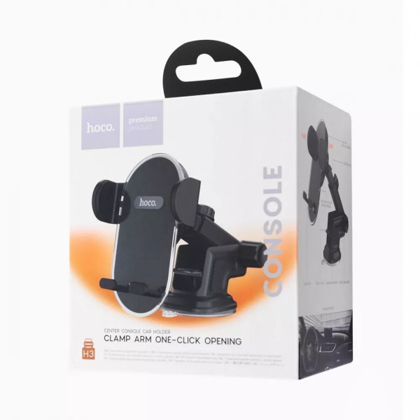 Автотримач для телефона HOCO H3 Shiny press type car holder(center console) Black