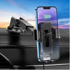 Автотримач для телефона з БЗП HOCO HW3 Wise automatic induction wireless fast charging car holder(center console) Black (6931474791849)
