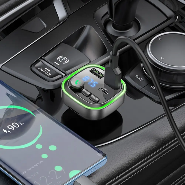 АЗП з FM-модулятором BOROFONE BC48 Broad QC3.0 car BT FM transmitter 18W Black (6941991104039)