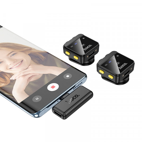 Бездротова мікрофонна система HOCO L17 Dual-mic magnetic lavalier wireless digital microphone (iP/Type-C) Black