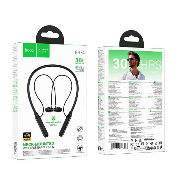 Бездротові навушники HOCO ES74 Refinado neck-mounted BT earphones Black