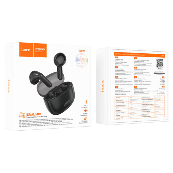 Бездротові навушники HOCO EW29 Depth true wireless ENC noise cancelling BT headset Black
