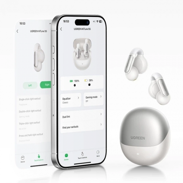Бездротові навушники TWS UGREEN WS210 HiTune S5 True Wireless, ENC, IPX5, White (UGR-45761)