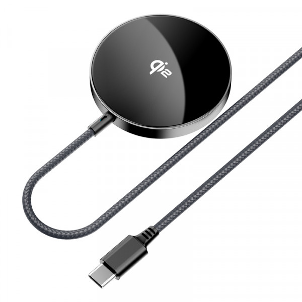 Бездротовий зарядний пристрій ACEFAST E24 QI2 desktop magnetic wireless charger with cable, Metal Gray (6974316284758)