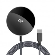 Бездротовий зарядний пристрій ACEFAST E24 QI2 desktop magnetic wireless charger with cable, Metal Gray (6974316284758)