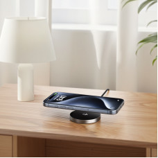 Бездротовий зарядний пристрій ACEFAST E24 QI2 desktop magnetic wireless charger with cable, Metal Gray (6974316284758)