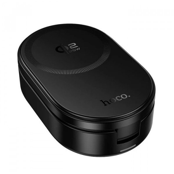 Бездротовий зарядний пристрій HOCO CQ23 Pole Qi2.2 3-in-1 magnetic wireless fast charger Black (6942007676960)
