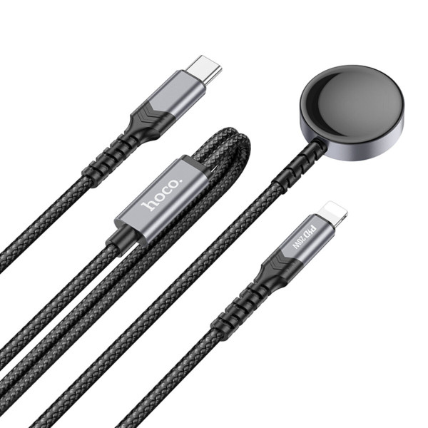 Бездротовий зарядний пристрій HOCO CW54 2-in-1 charging cable iP+iWatch Чорний
