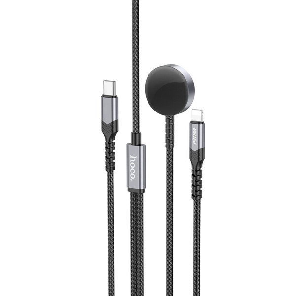 Бездротовий зарядний пристрій HOCO CW54 2-in-1 charging cable iP+iWatch Чорний