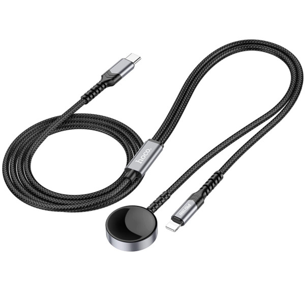 Бездротовий зарядний пристрій HOCO CW54 2-in-1 charging cable iP+iWatch Чорний