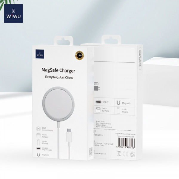 Бездротовий зарядний пристрій WIWU Wi-W009 Magnetic Wirless White (6976195091595)