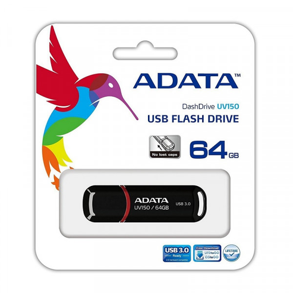 Флеш-накопичувач ADATA USB 3.2 AUV 150 64Gb Black (AUV150-64G-RBK)